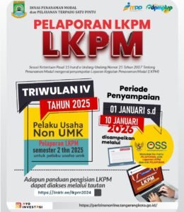 DPMPTSP Kota Tangerang Ingatkan Kewajiban LKPM Triwulan IV dan Semester II 2025, Ini Jadwal dan Sanksinya
