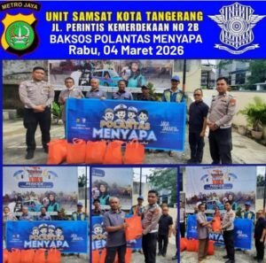 Polantas Menyapa, Samsat Cikokol Berbagi Sembako untuk Warga