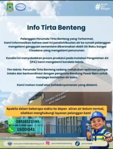 Distribusi Air Terganggu, Perumda Tirta Benteng Lakukan Optimalisasi Produksi